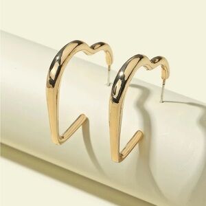 GOLD Heart cuff hoop earrings